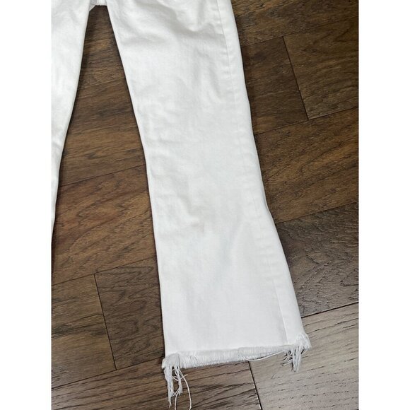 REFORMATION Mid-Rise Crop Flare Jeans White Raw Hem Button Fly Sz 24 LY015 - Picture 7 of 8